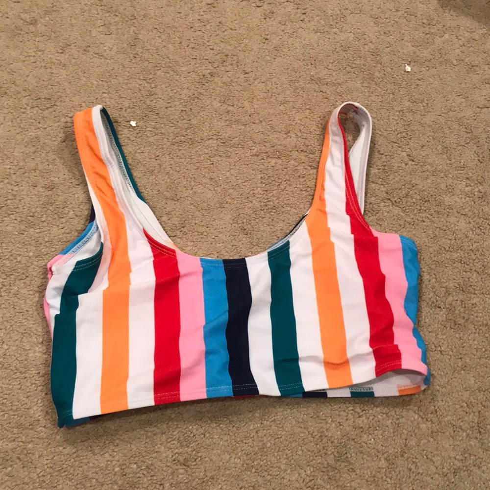 Shein Rainbow Striped Bikini Top